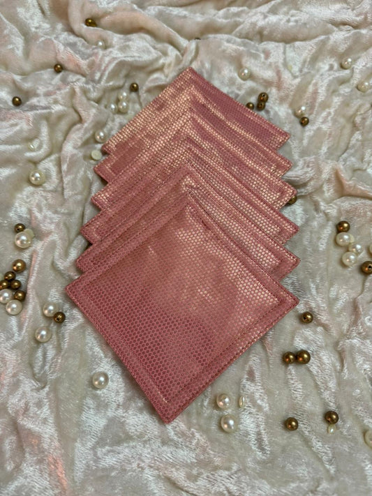 Pink Benarasi Brocade Table Runner Set - Complete Dining Set with 6 Mats & Coasters