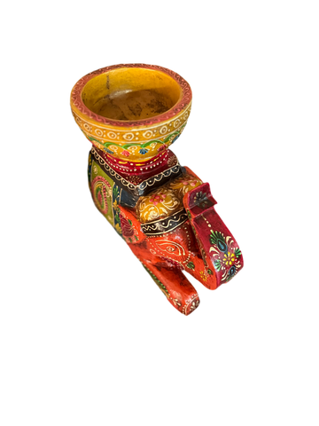 Hand-Carved Wooden Elephant Trinket Holder