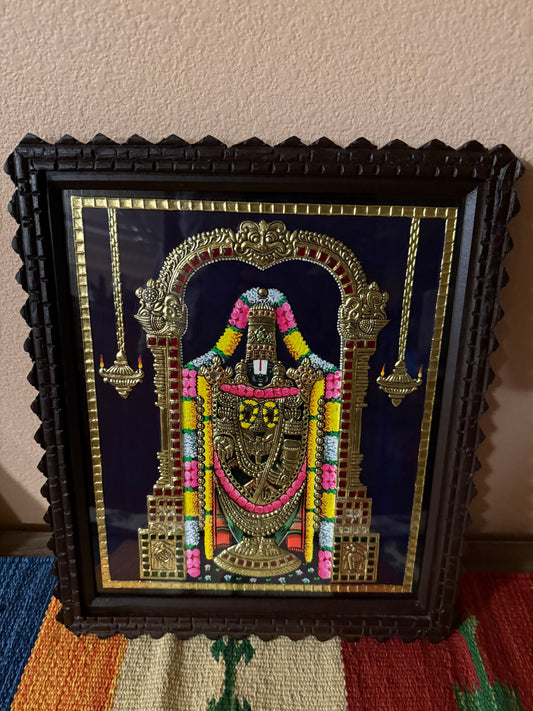 Tanjore Painting - Traditional Gold Foil Art in Teakwood Frame 13x11 Inch