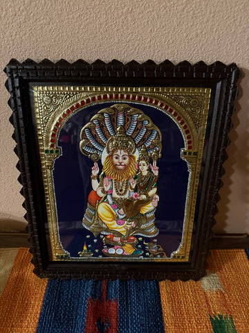 Tanjore Painting - Traditional Gold Foil Art in Teakwood Frame 13x11 Inch