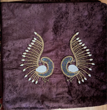 Embroidered velvet cushion cover set of 5