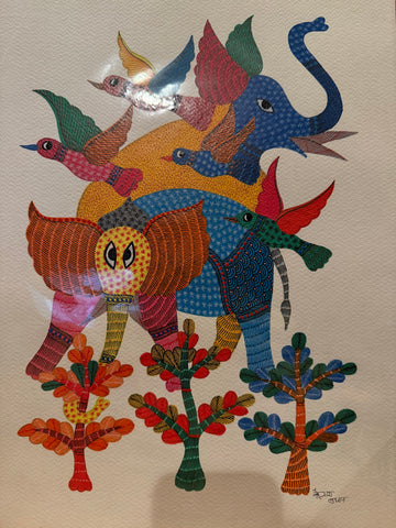 Gond Tribal Art Paintings Set of 2 - Nature's Symphony & Tree of Life