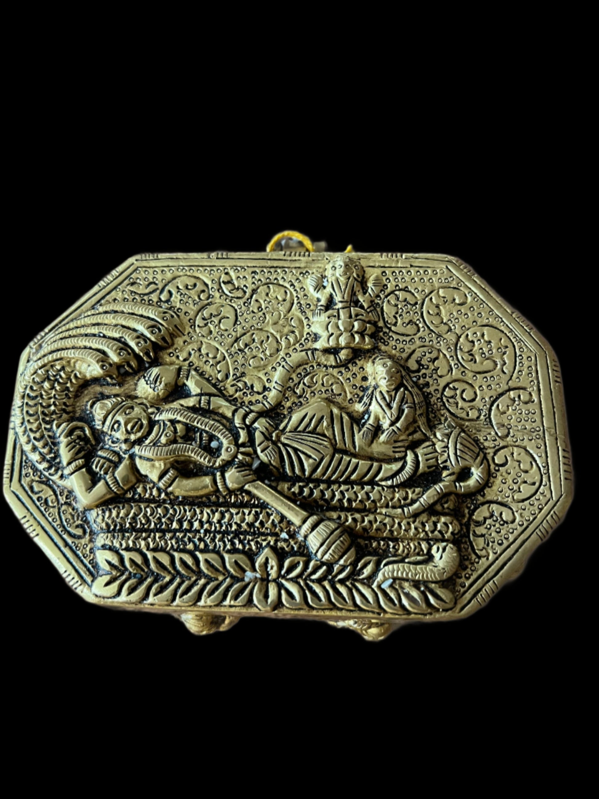 A beautiful bronze sacred box with dasavataars  all around