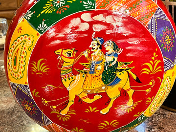 Rajasthani metal craft, handpainted metal vase