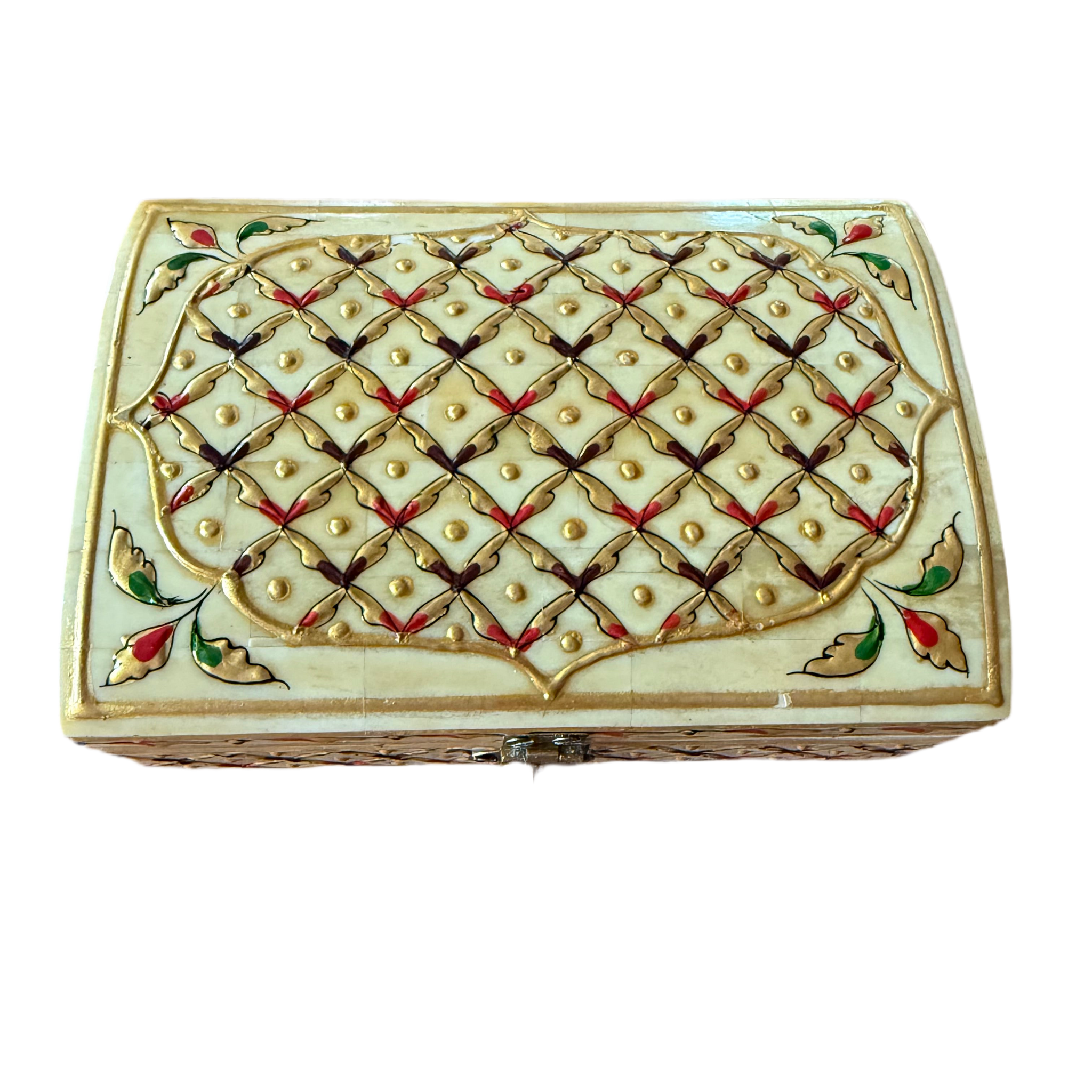Intricate ornate Rajasthani metal and woodwork /jewel box