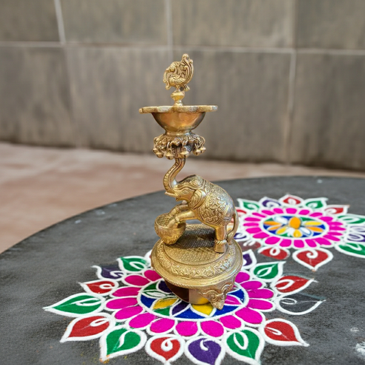 18 Inch Brass Elephant Lamp