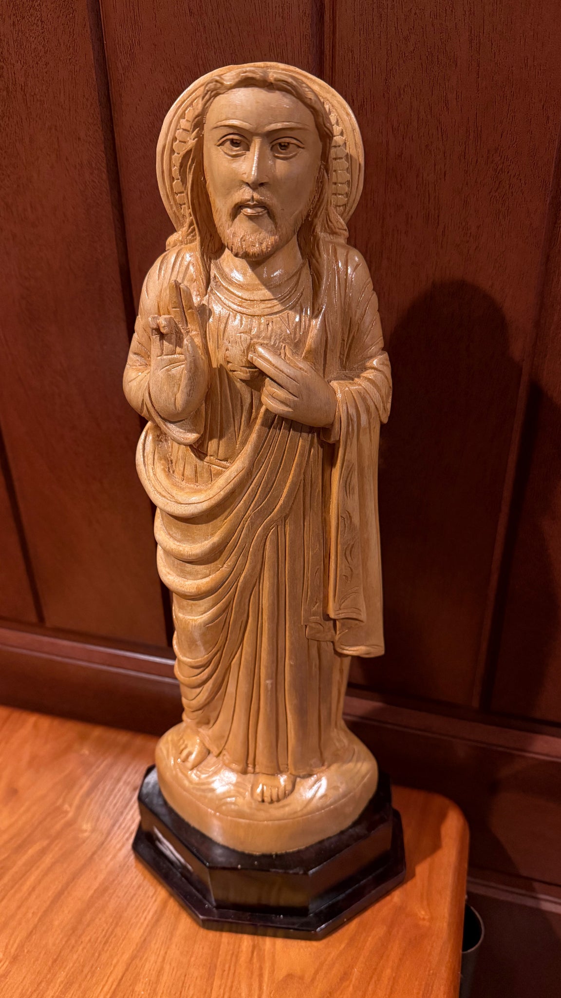 Wood standing Jesus Statue