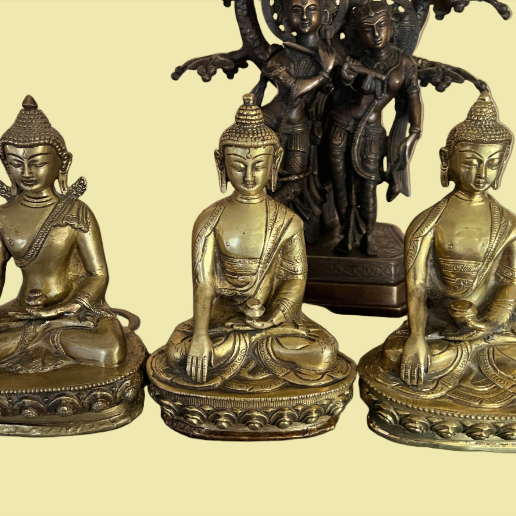 Shakyamuni Buddha with alms bowl ,bronze,3 different pieces, Nepal