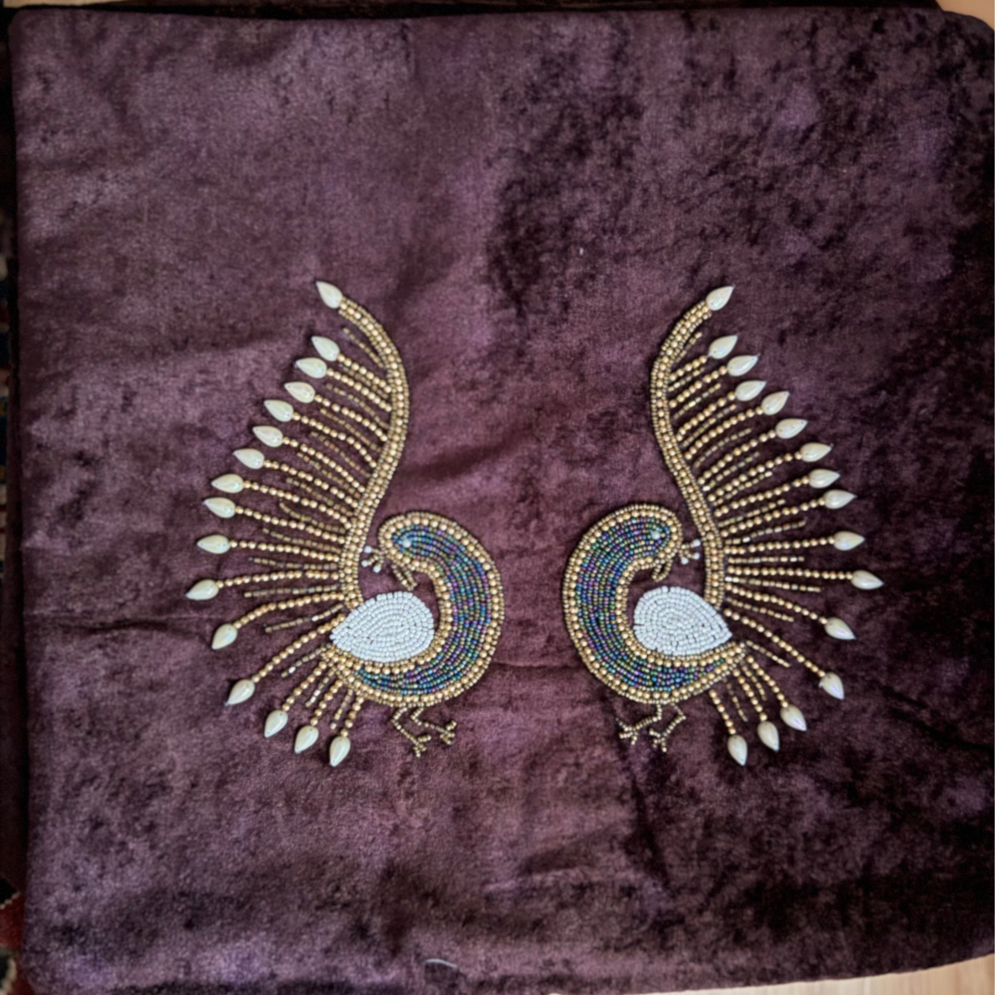 Embroidered velvet cushion cover set of 5