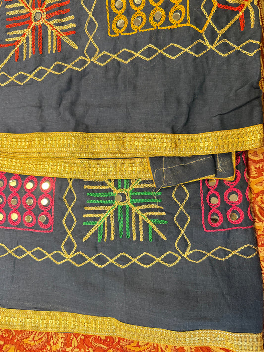Navy blue mirror work dupatta or scarf