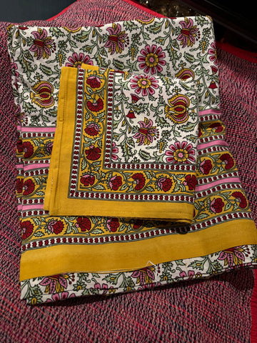 Queen size Cotton bedspread with 2 pillow cases at Saanskrityam