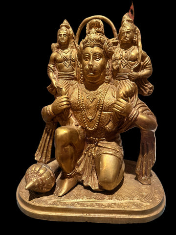 Hanuman Carrying Rama and Lakshmana Bronze Statue