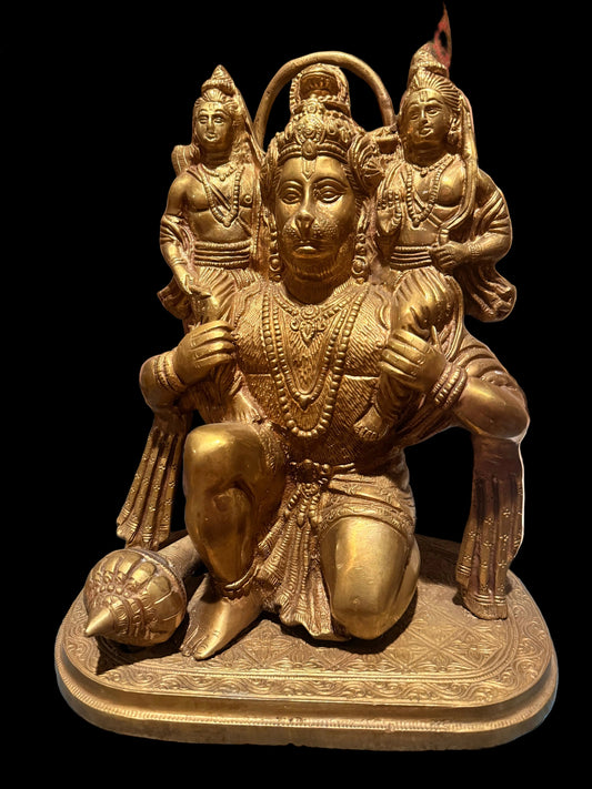 Hanuman Carrying Rama and Lakshmana Bronze Statue