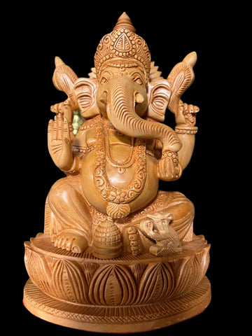 Kadam wood 8 inch lotus Ganesh