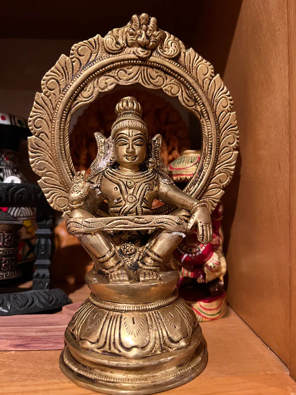 Sri Ayyappa bronze 7inch with arch