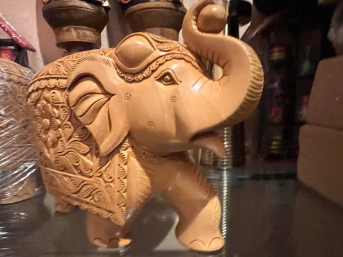 Wood carved elephant sculpture