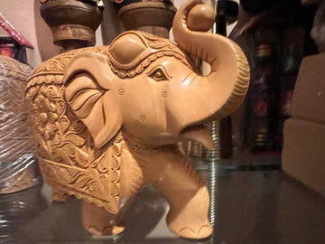 Wood carved elephant sculpture