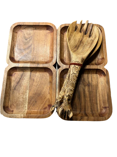 Wooden dry fruit trays with two spoons