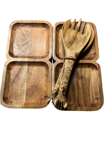 Wooden dry fruit trays with two spoons