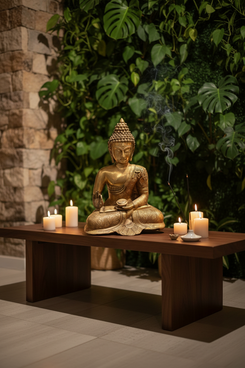Buddha Brass Statue – Meditation Room No Soft Furnishings