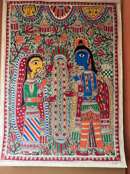 Kunstwerke im Mithila- oder Madhubani-Stil