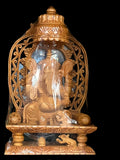 Ganeshji with umbrella , wood art