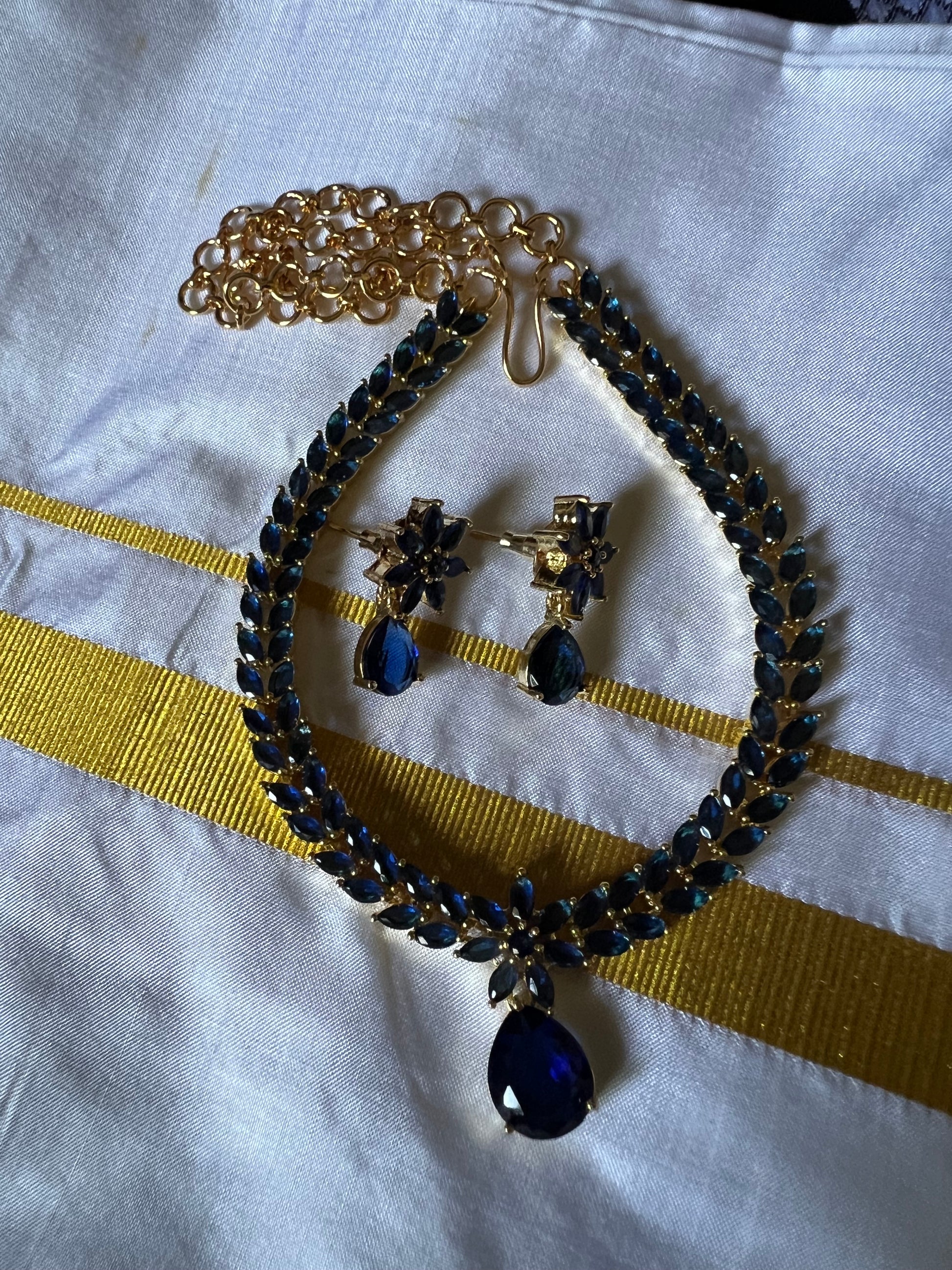 Blue stone set ,necklace and earrings