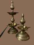 antique finish set of 2 brass lamps