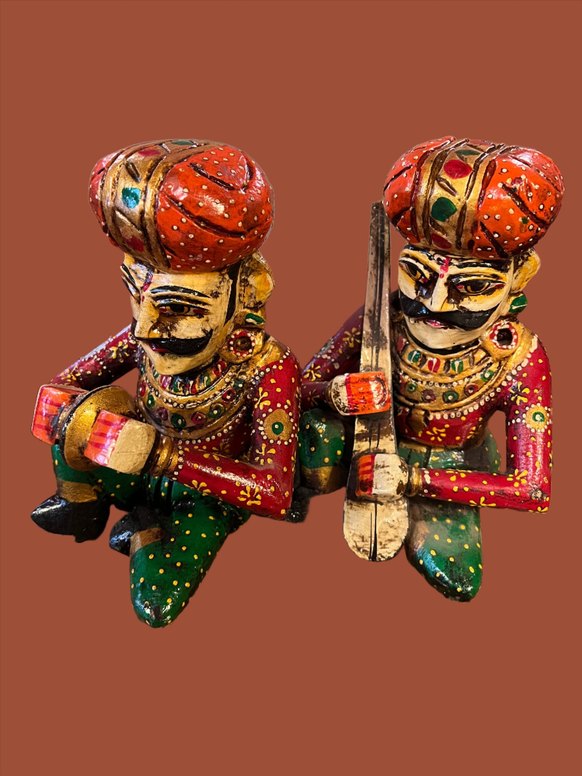 Wood musicians ,traditional rajasthani figures with musical instruments