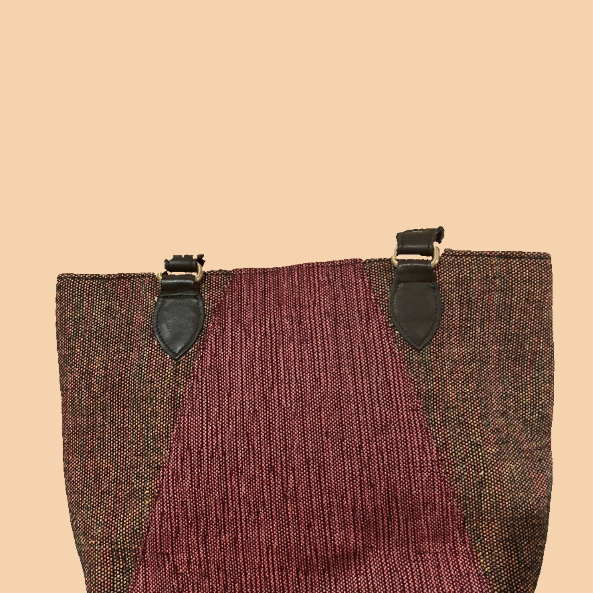 Handbag,handwoven,multicolor pink and brown