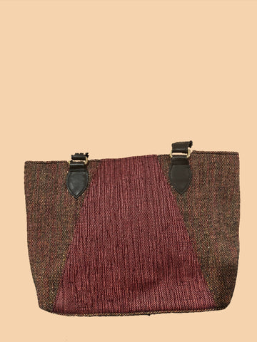 Handbag,handwoven,multicolor pink and brown