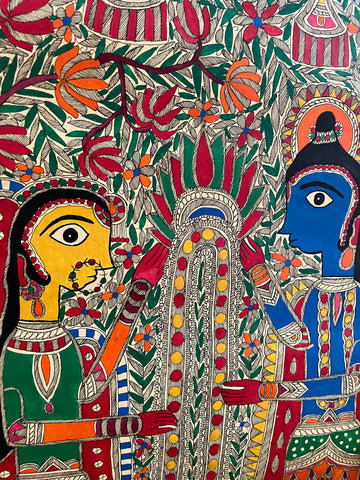 Kunstwerke im Mithila- oder Madhubani-Stil