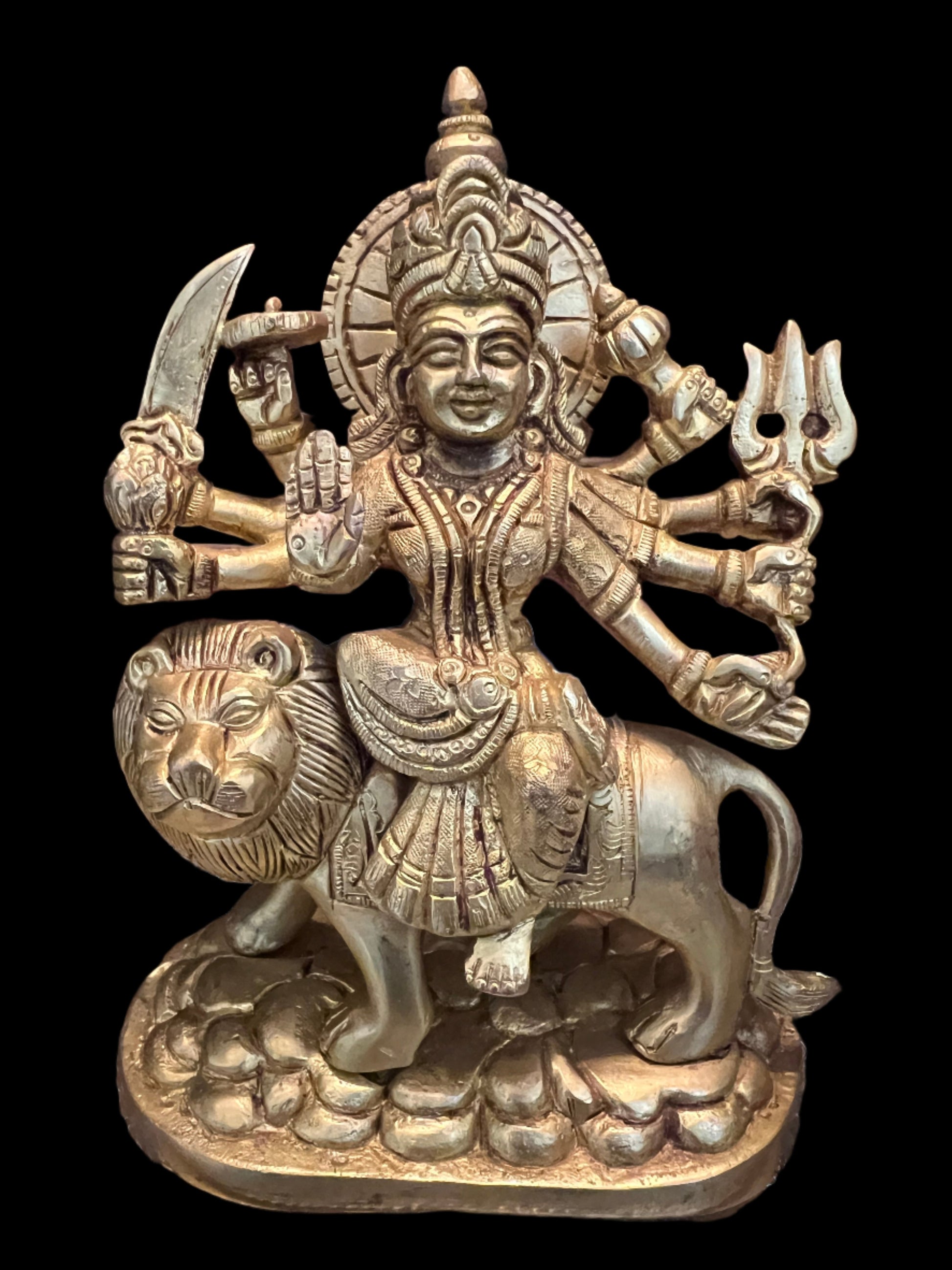 brass figurine of Goddess Chamundeshwari