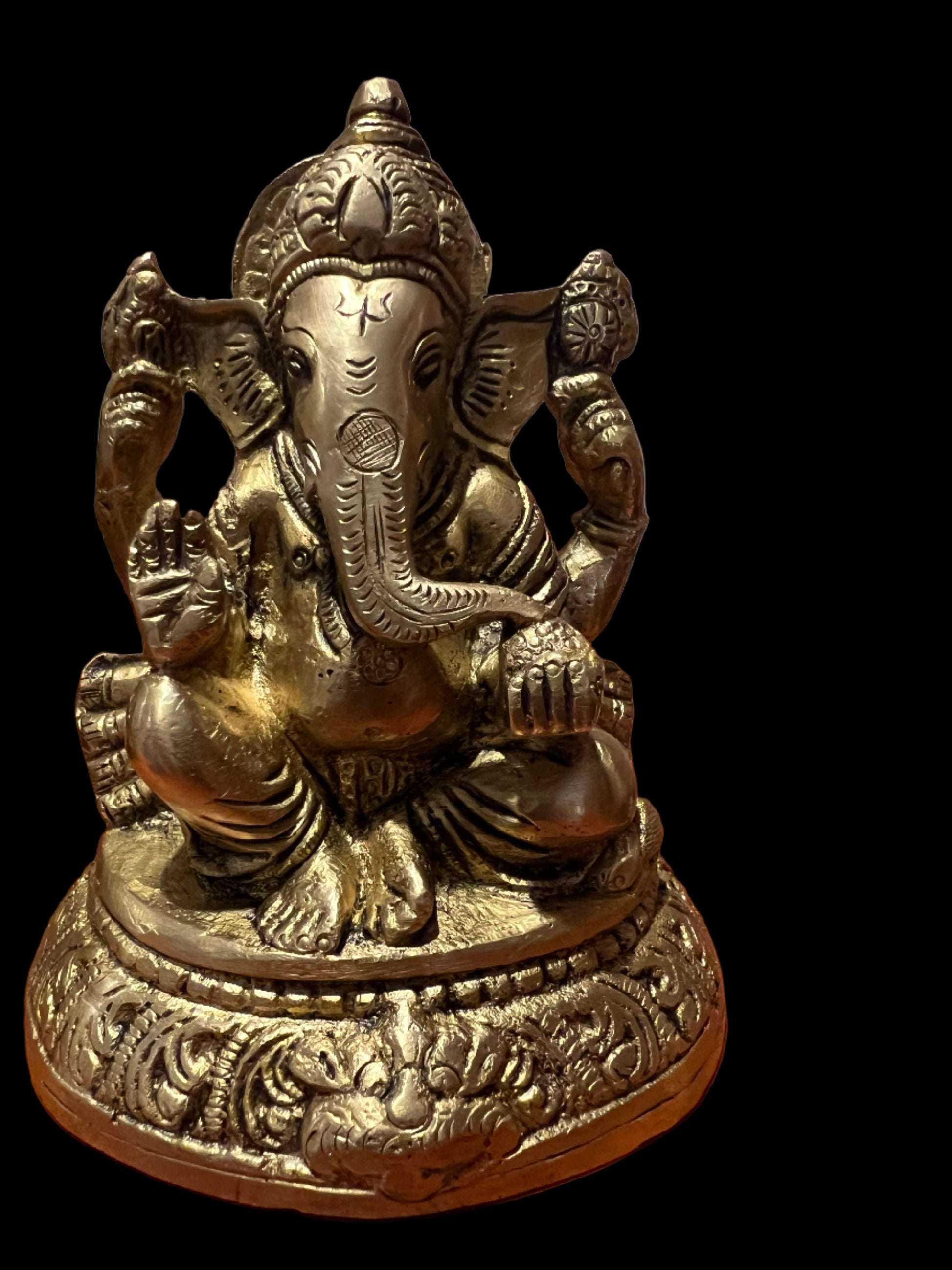 Beautiful  brass Ganesha on pedestal