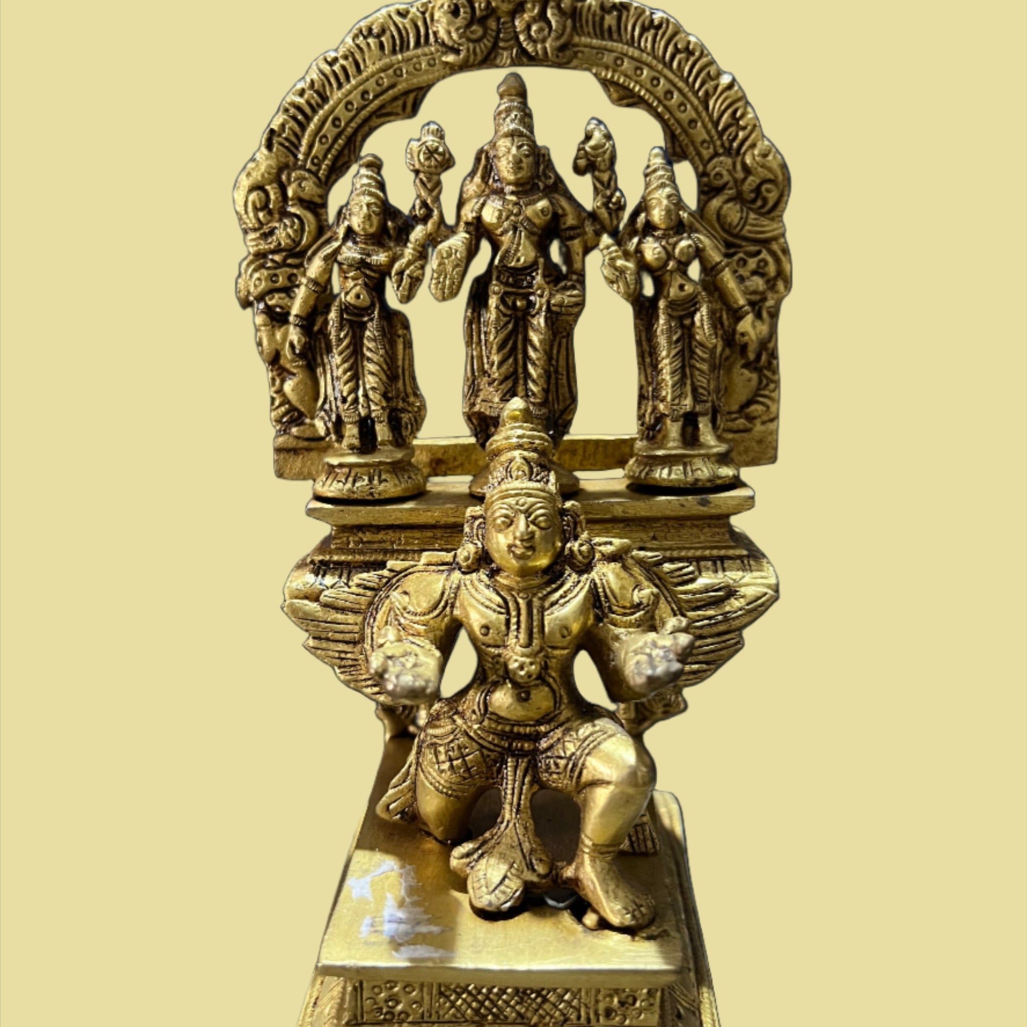 Garuda seva of Vishnu ,a temple ritual depicted in bronze