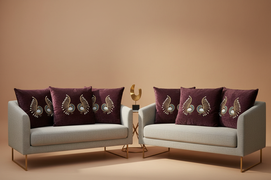 Embroidered Velvet Cushion Cover Set of 5